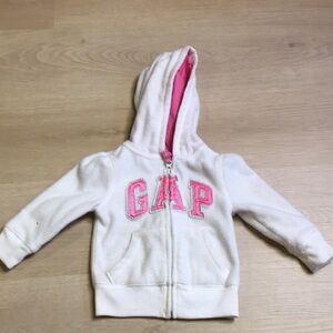 GAP Kids Baby Girl’s White & Pink Fleece 12-18 Months Hoodie Sweatshirt